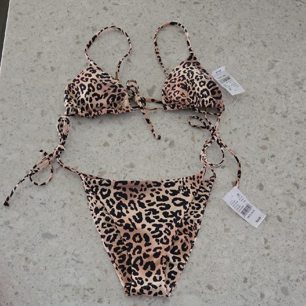 PacSun Beige and Black Leopard Print Bikini
